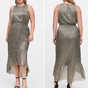 Banana Republic Metallic High Low Hem Midi Dress Size 14